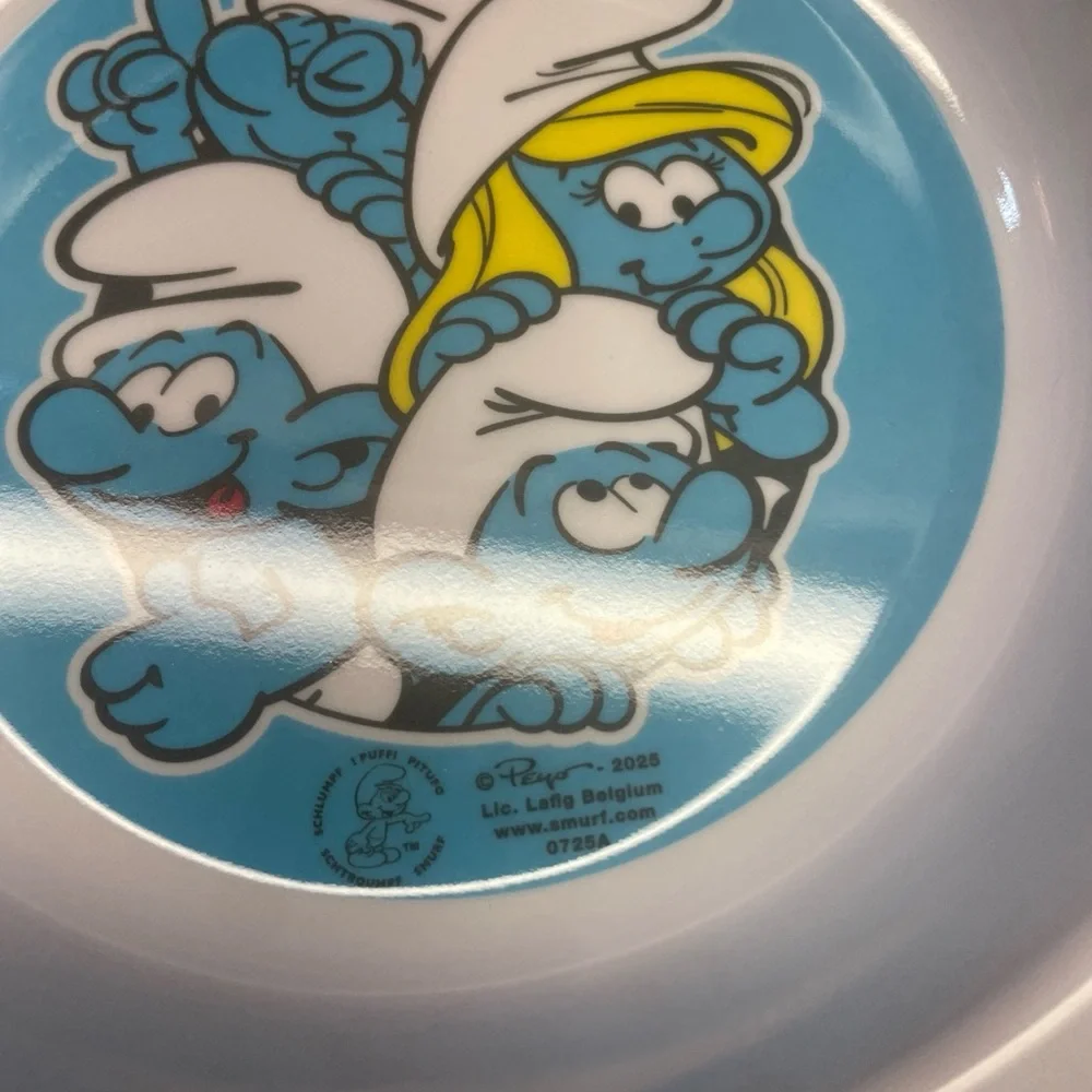 Nostalgic The Smurfs Pet Bowl Food Water Dish Blue Plastic 6” W 2” H Cat Dog